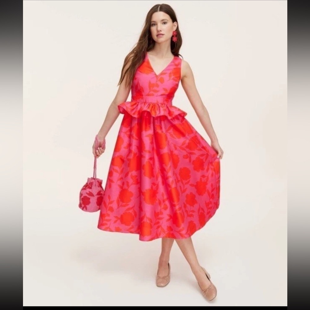 Kate Spade NY x Target Classic Rose Peplum Midi Dress  NWT